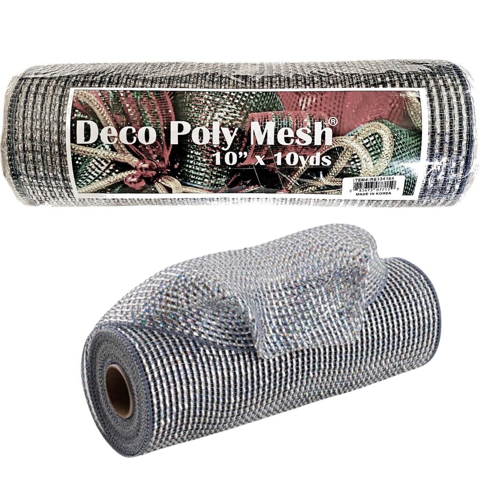 Deluxe Wide Platinum Silver Foil Mesh Ribbon Size 10 inch x 30 Feet , 1 Roll